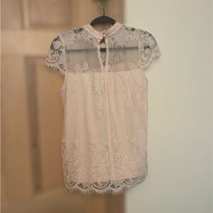 Ultra Pink White Embellished Lace Blouse